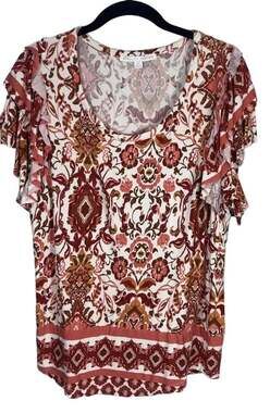 Stella + Ginger Floral Print Ruffle Sleeve Top XL